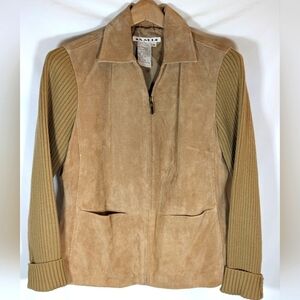 Vintage A.M.I. 100% Suede Leather Body & 100% Acrylic Sleeves Size Medium.